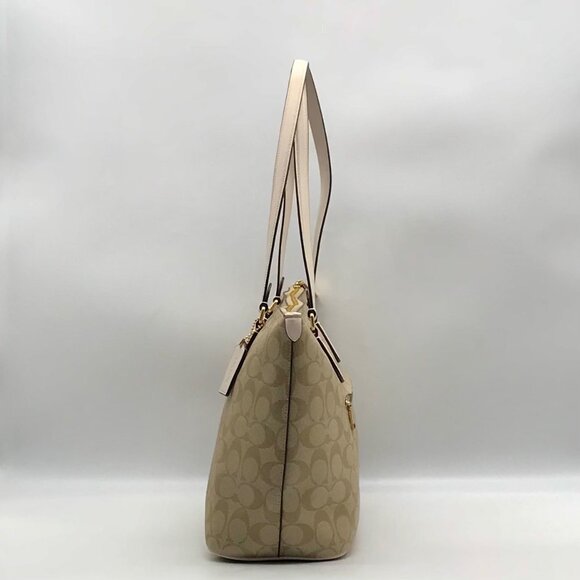 Coach Beige and Cream Signature Coated Canvas Station Tote Bag CH504 - Picture 3 of 11
